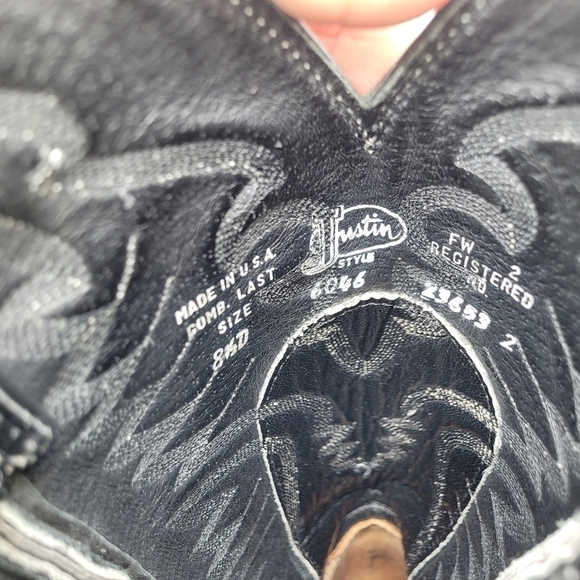 Justin Vintage Black Python Snakeskin Men's Cowboy Boots Handmade Size 8.5 D - Picture 11 of 14